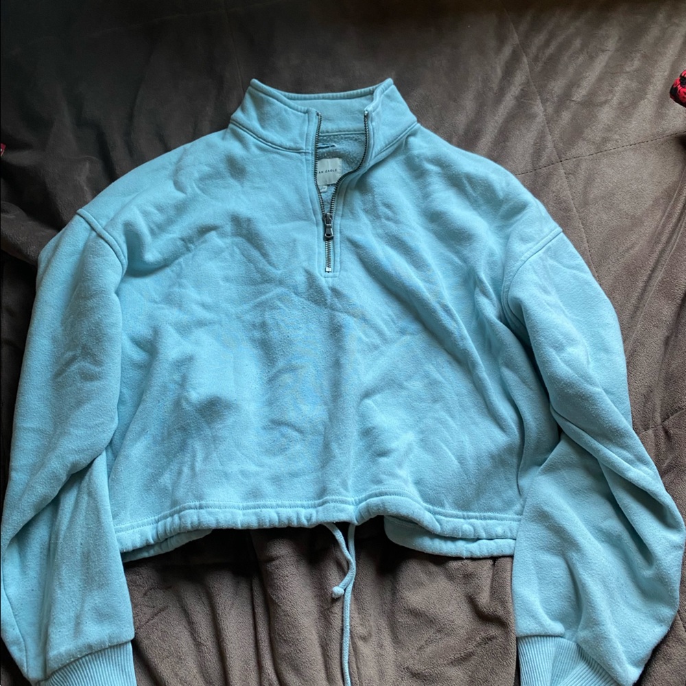 American Eagle cropped quarter zip